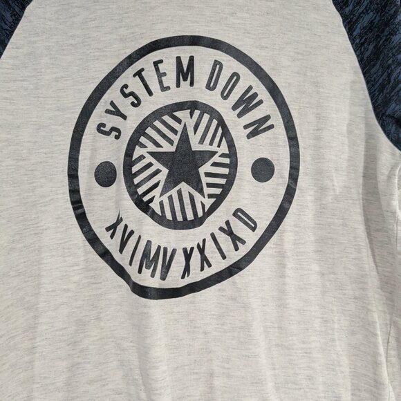 H&M System of a Down Long Sleeve Baseball Band Tee Grey Size 14 - Picture 2 of 4